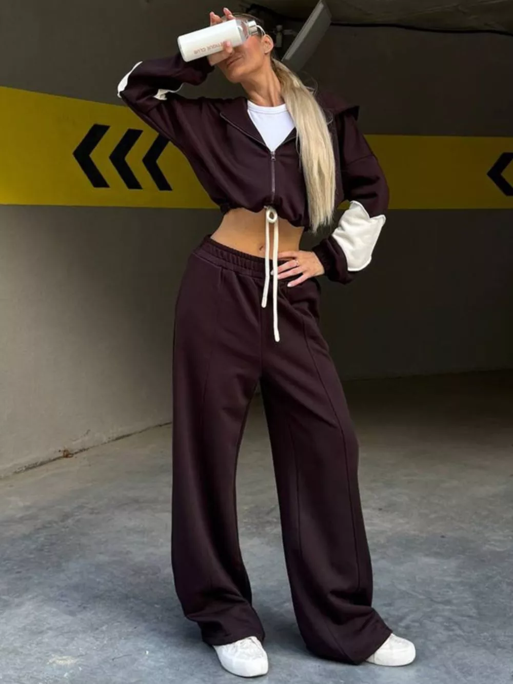 Zip Up Hoodie and Wide-Leg Pants Set, image 11