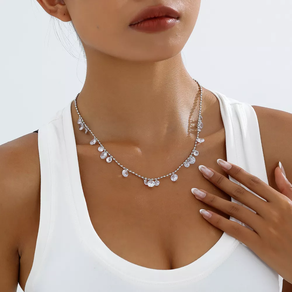 Sparkling Zircon Drop Necklace, image 2