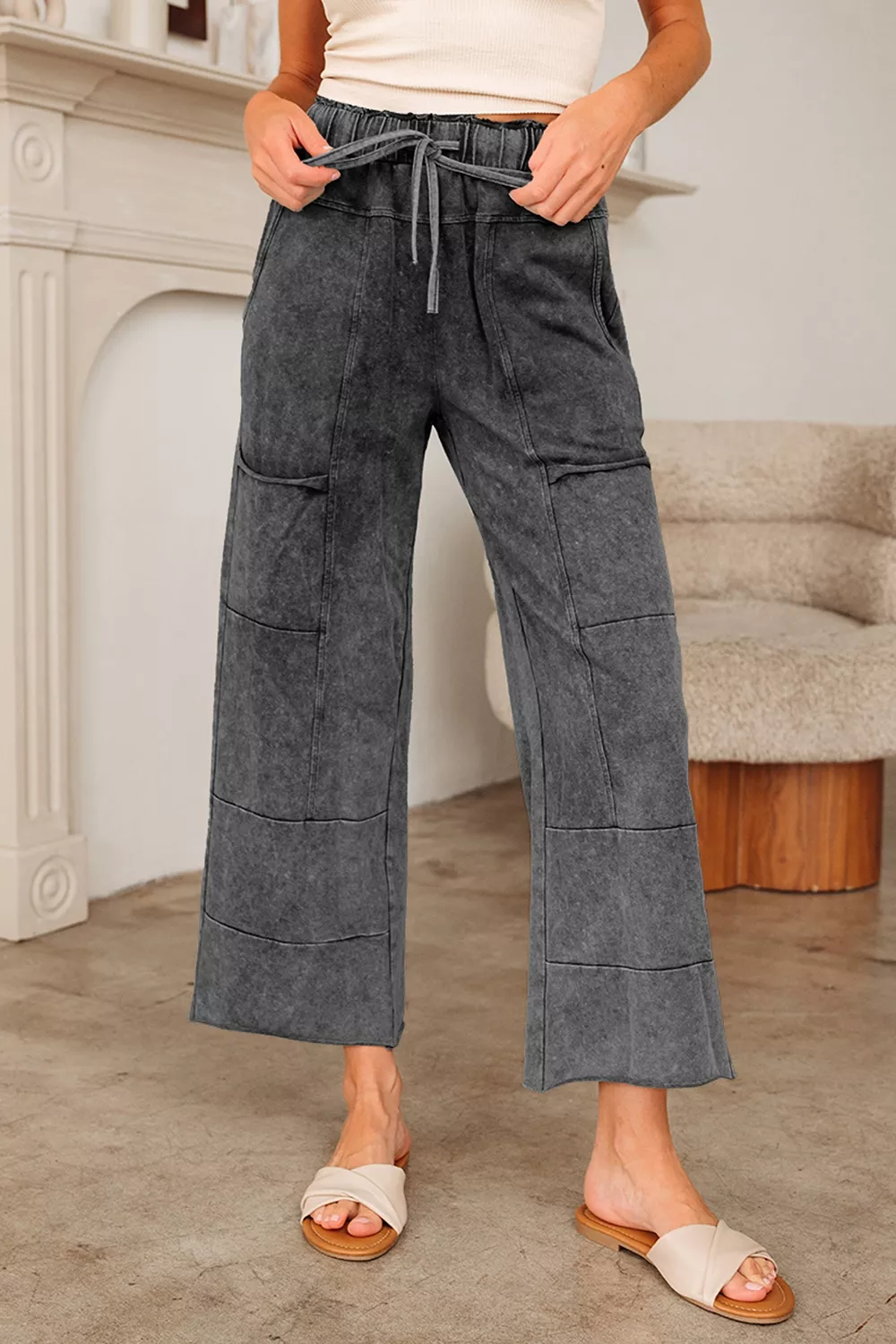 High-Waisted Wide-Leg Cropped Pants