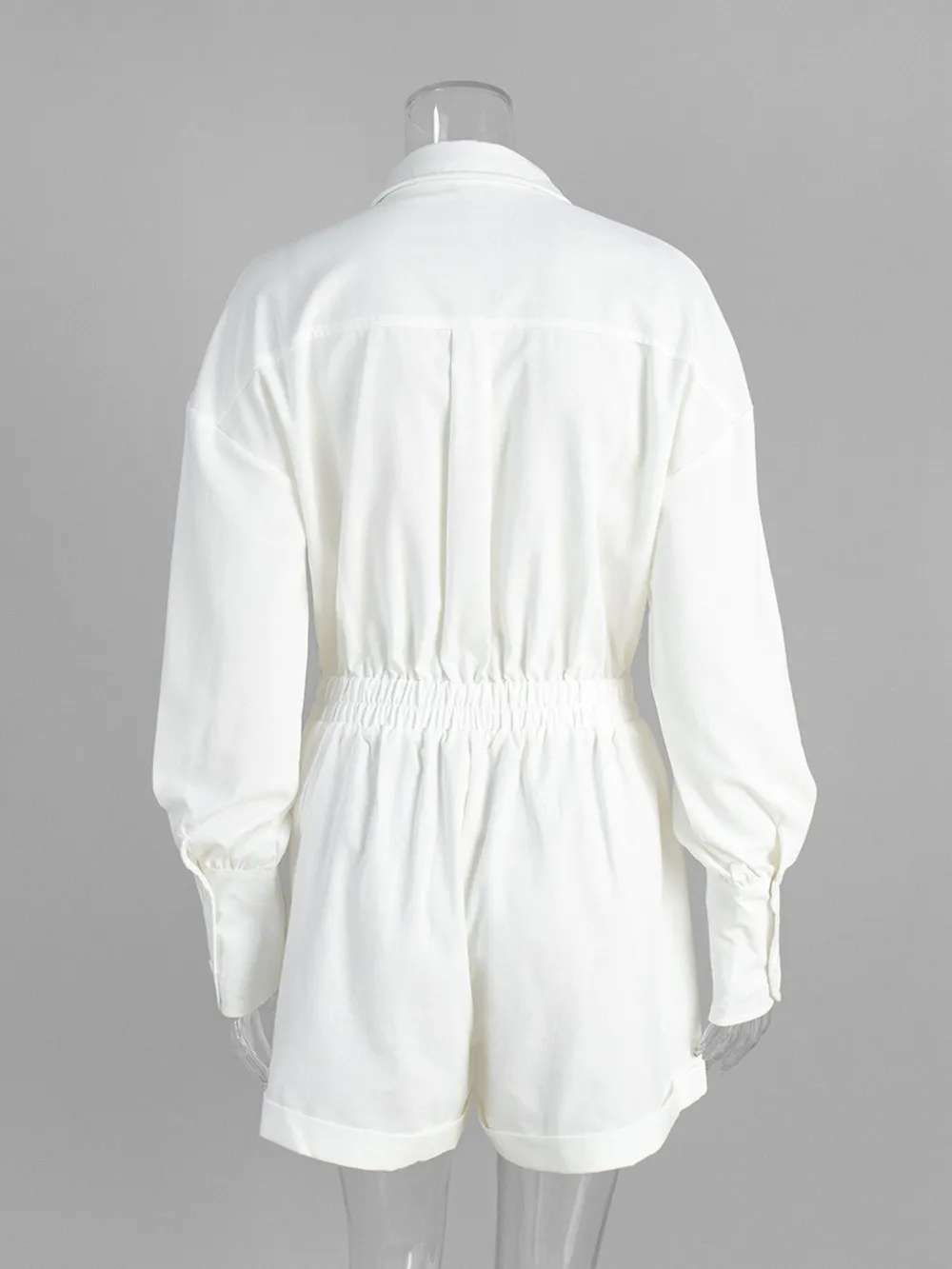 Casual Button Front Long Sleeve Romper, image 6