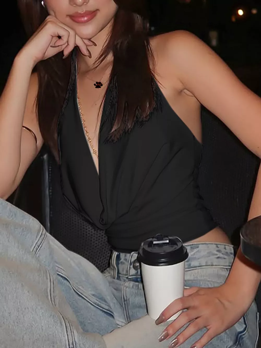 Halter Neck Ruched Cami, image 3
