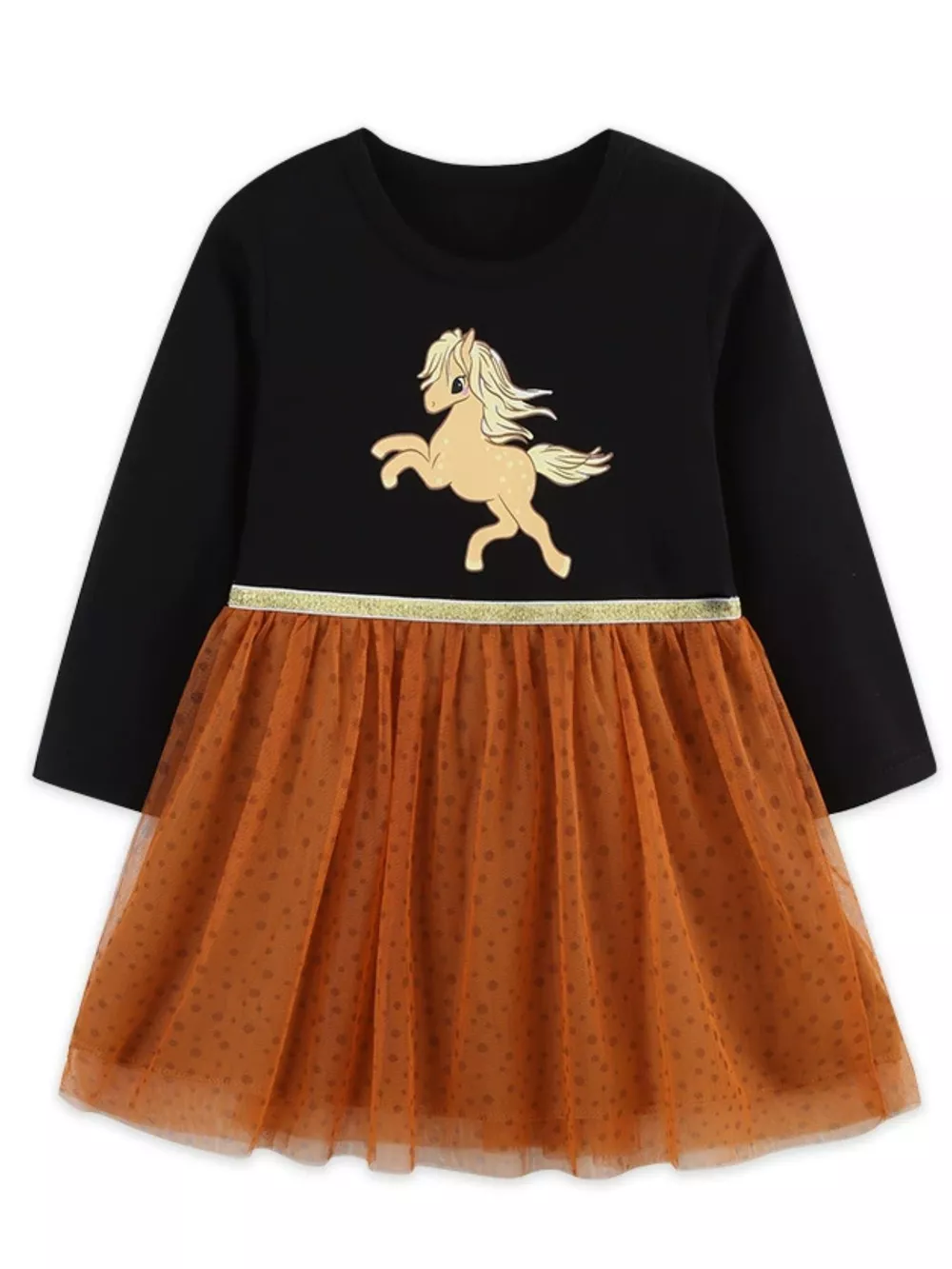 Children's Horse Long Sleeve Tulle Dress, image 3