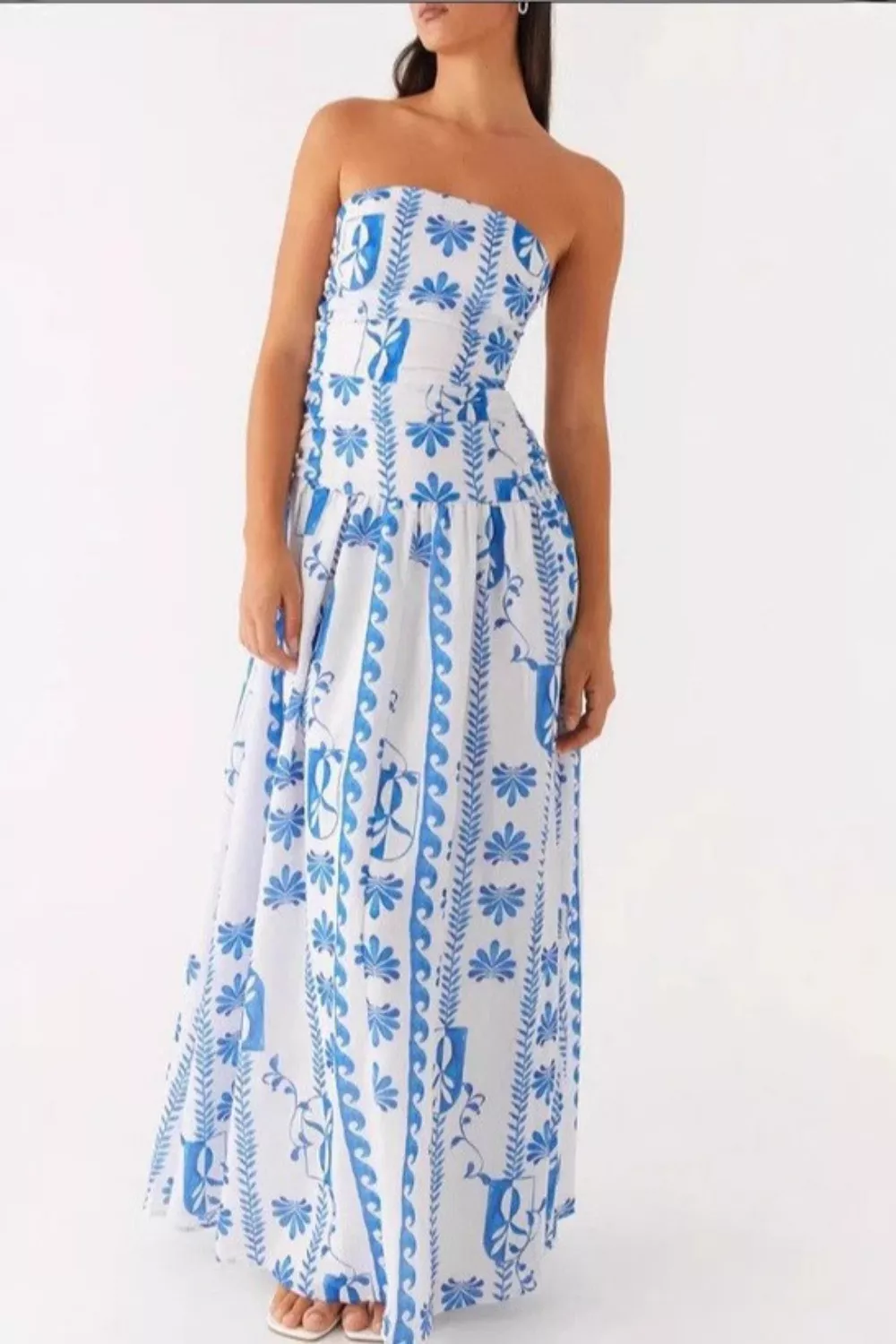 Strapless Ruched Maxi Dress, image 7