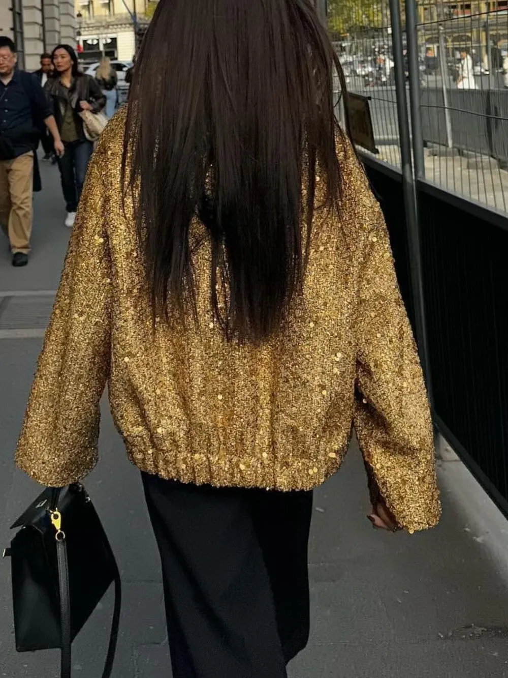 Sequin Long Sleeve Jacket with Pockets, image 2