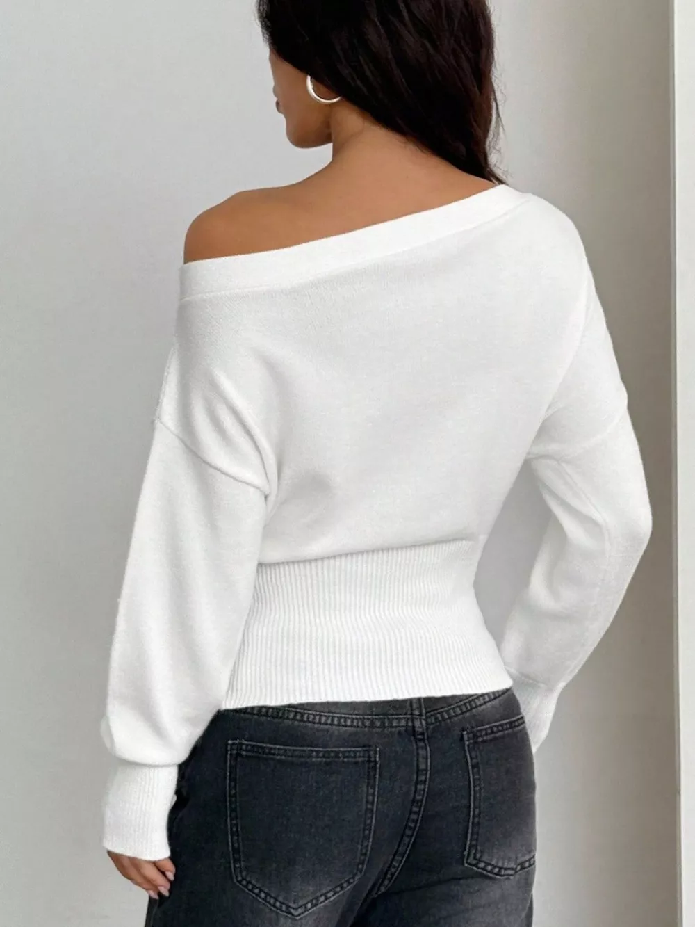 One Shoulder Cropped Sweater, image 3