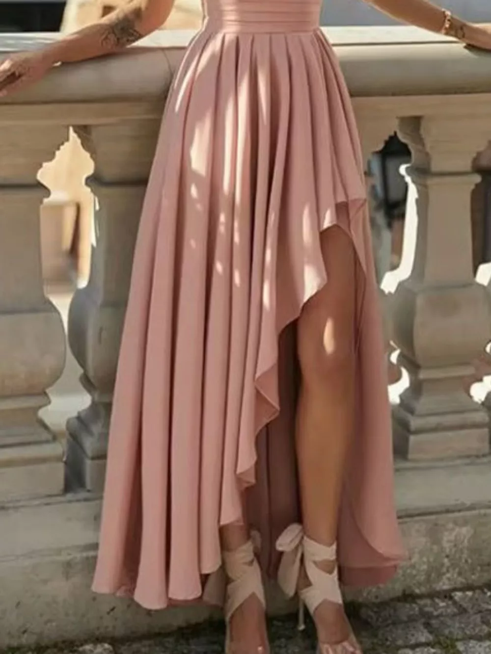 Full Size One-Shoulder Asymmetrical Hen Dress Plus Size, image 2