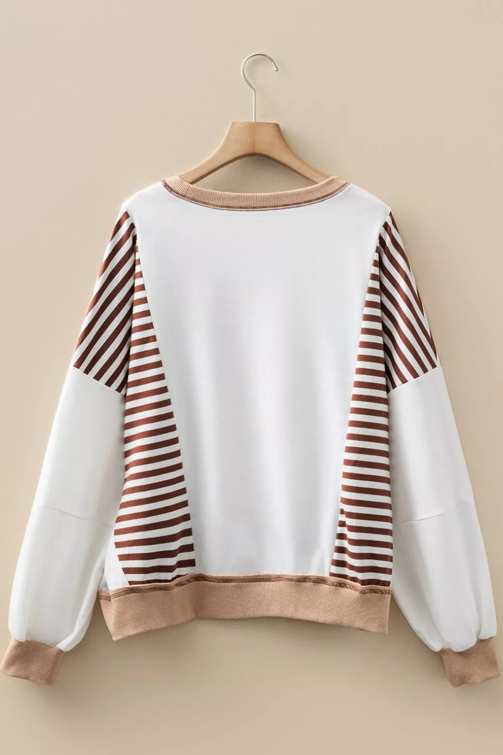 Stripe Colorblock Patchwork Contrast Stitching Sweatshirt, image 2