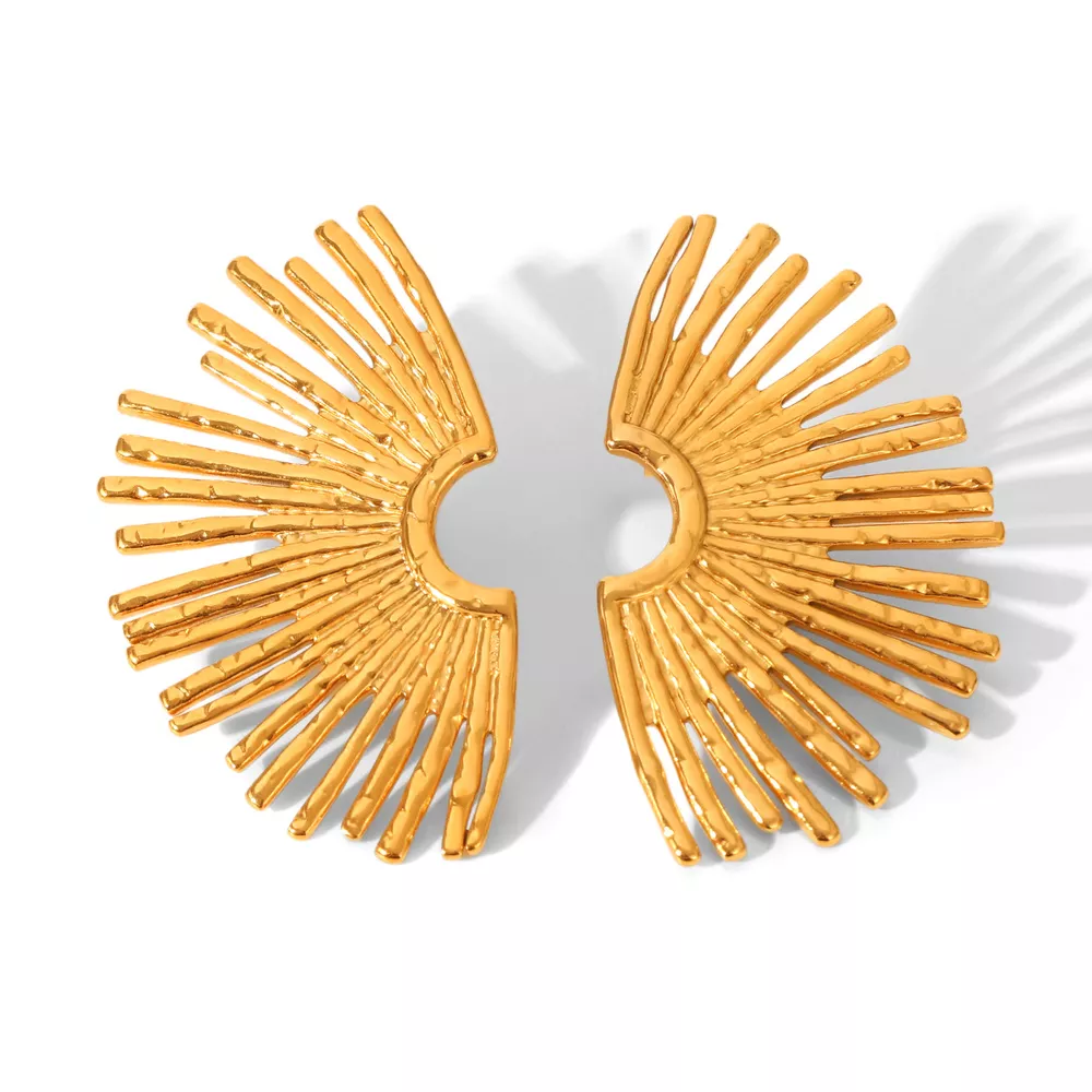 Stainless Steel Fan-Shaped Earrings, image 7