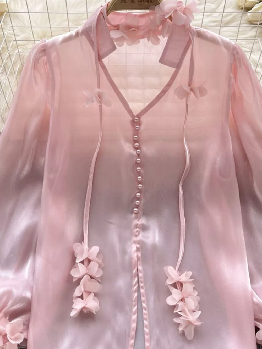 Sheer Floral Embellished Shirt, image 2