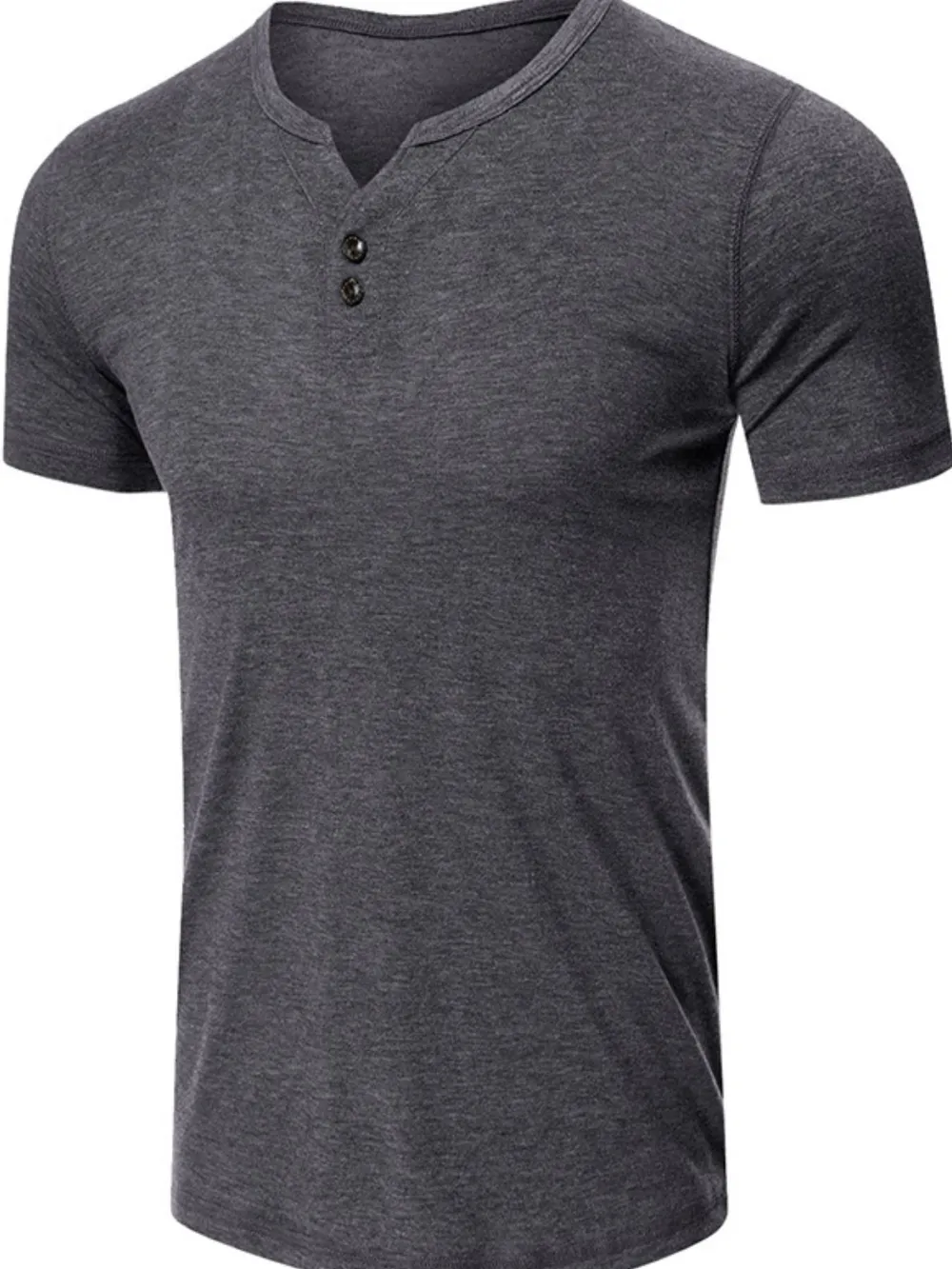 Men's Henley Short Sleeve Polo Top, image 2