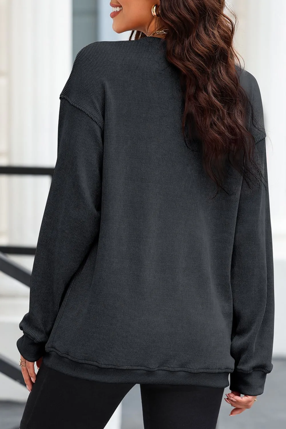 Glitter Ghost Round Neck Long Sleeve Sweatshirt, image 3