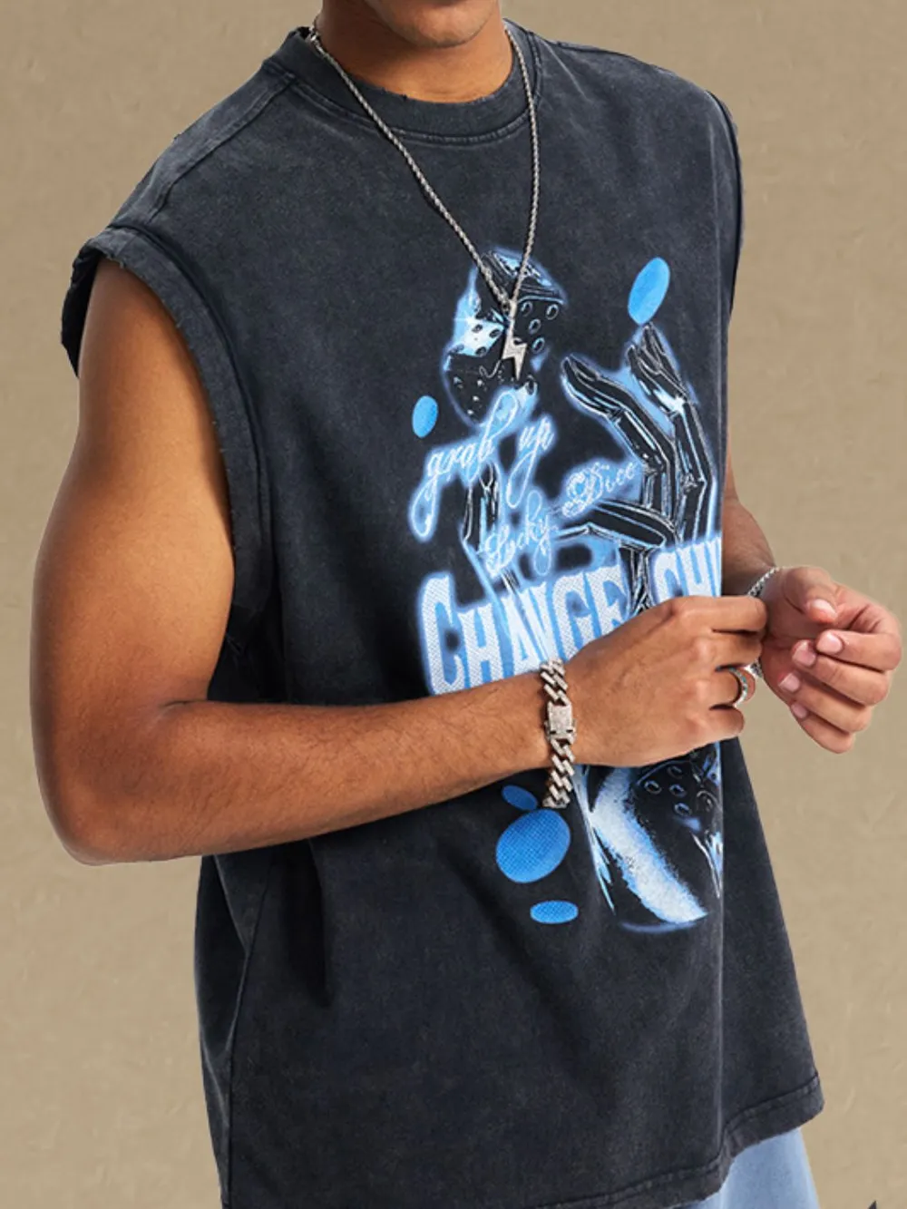 Men's Graphic Round Neck Tank, image 2
