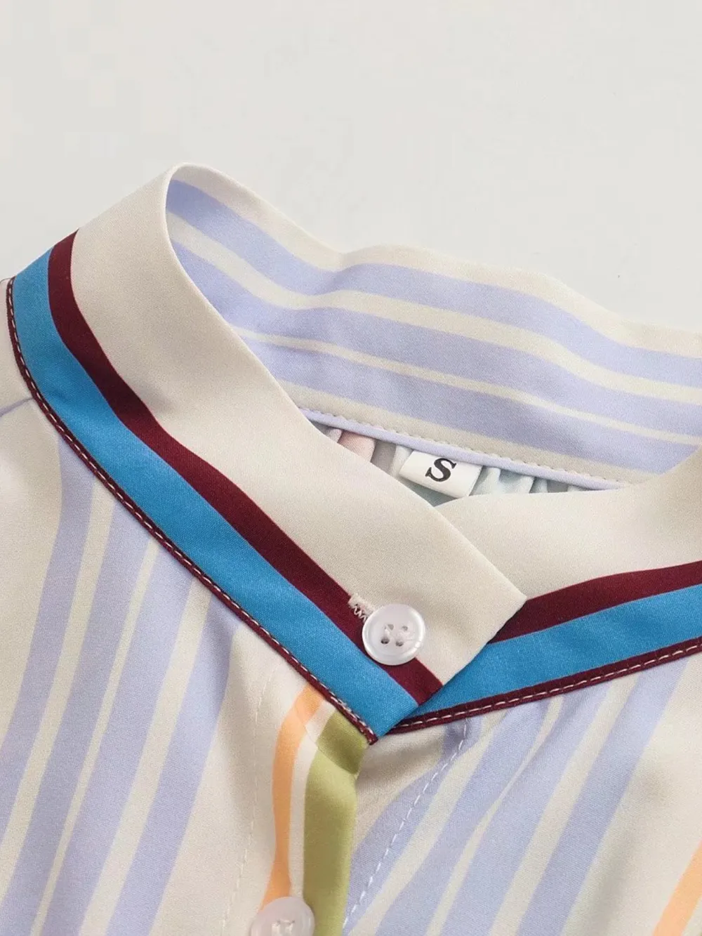 Striped Button Down Lantern Sleeve Shirt, image 4