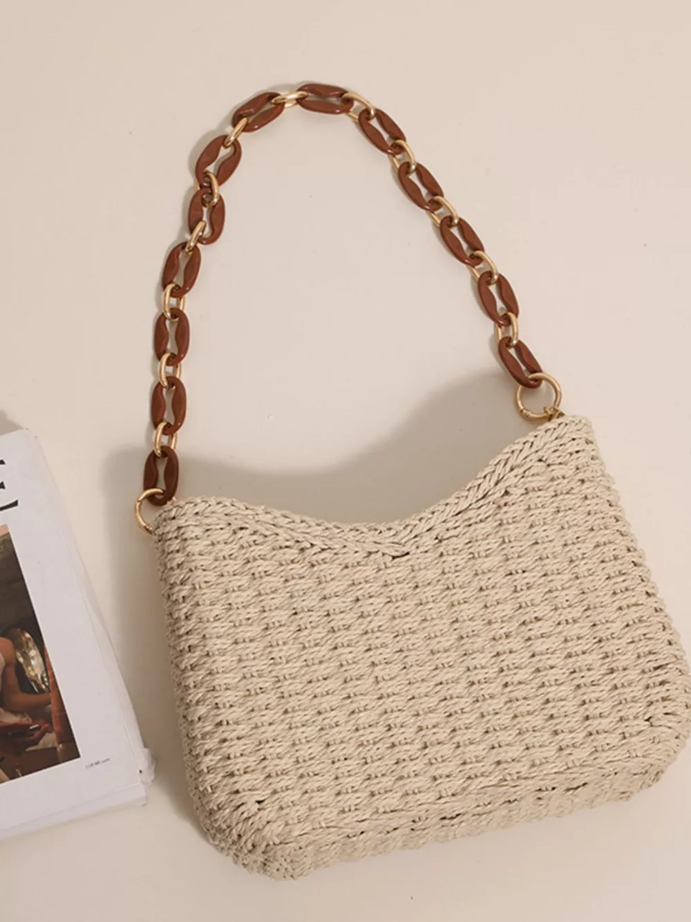 Woven Straw Shoulder Bag, image 2