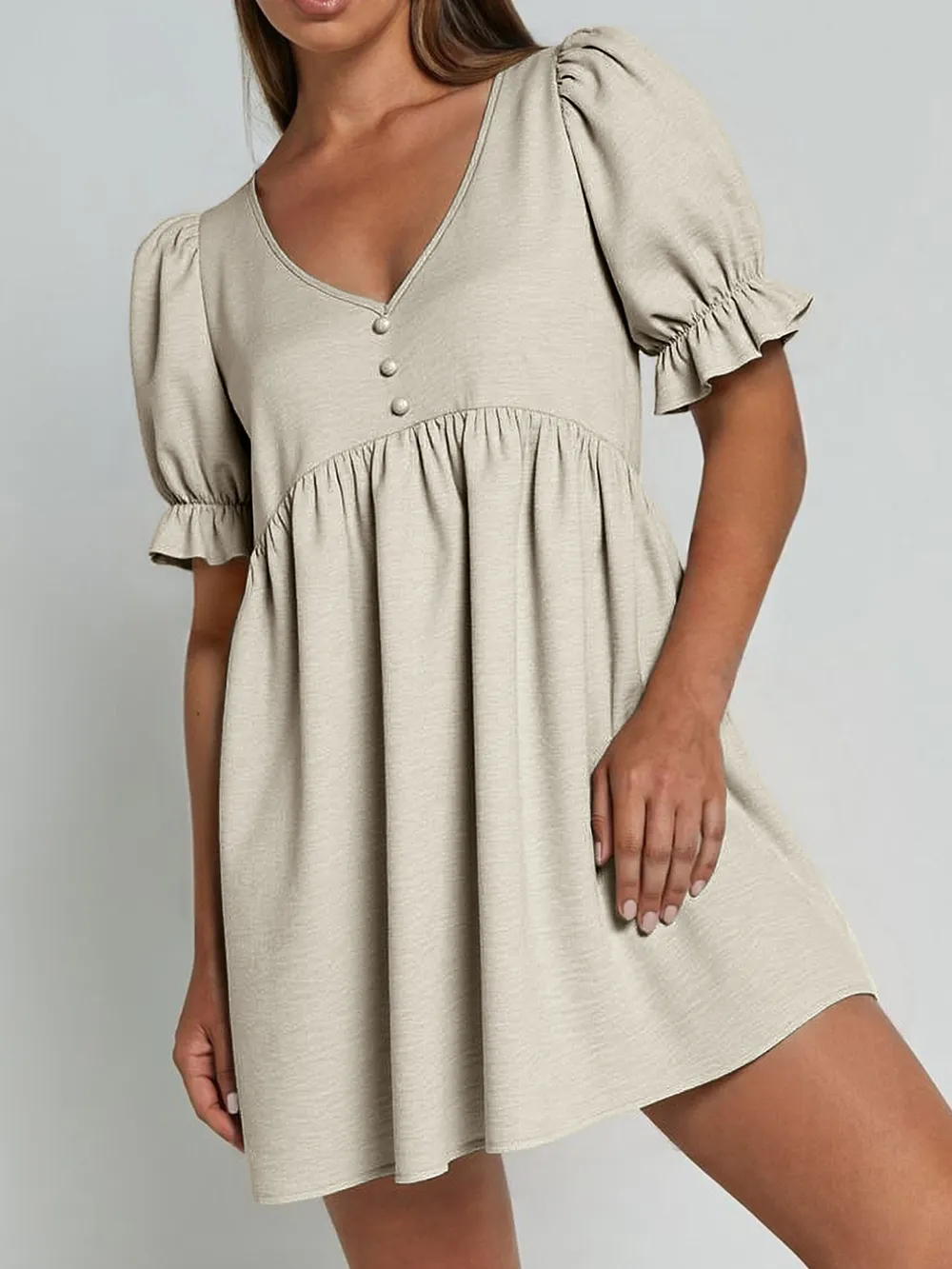 Puff Sleeve Babydoll Mini Dress, image 3