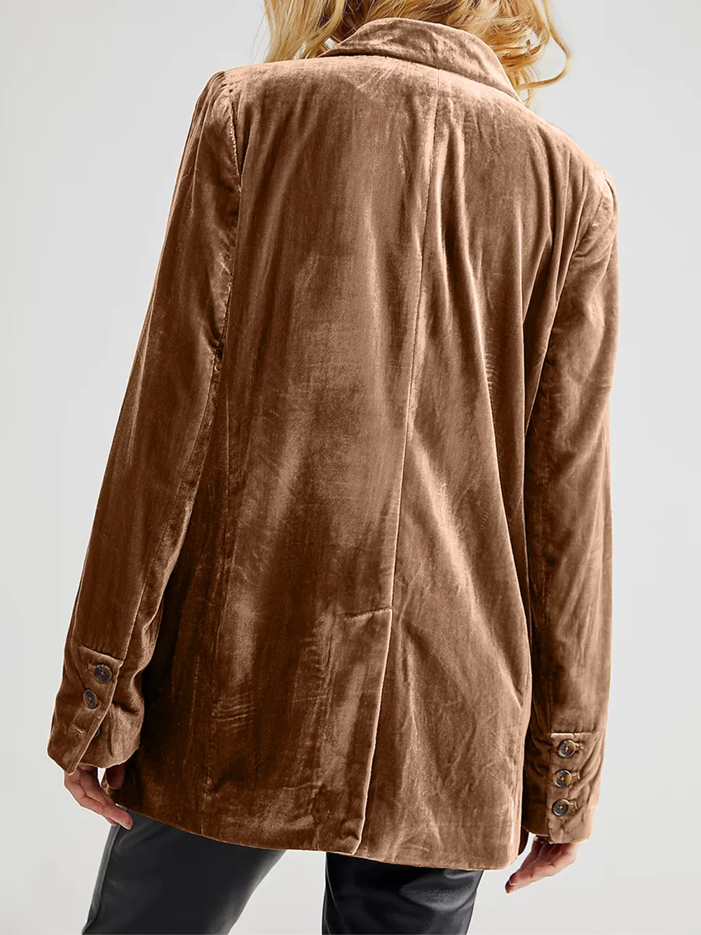 Lapel Collar Long Sleeve Blazer with Pockets, image 3