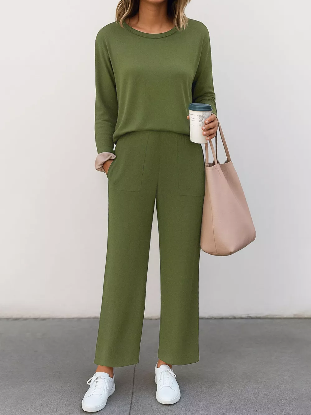 Long Sleeve Top and Wide Leg Pants Set, image 3