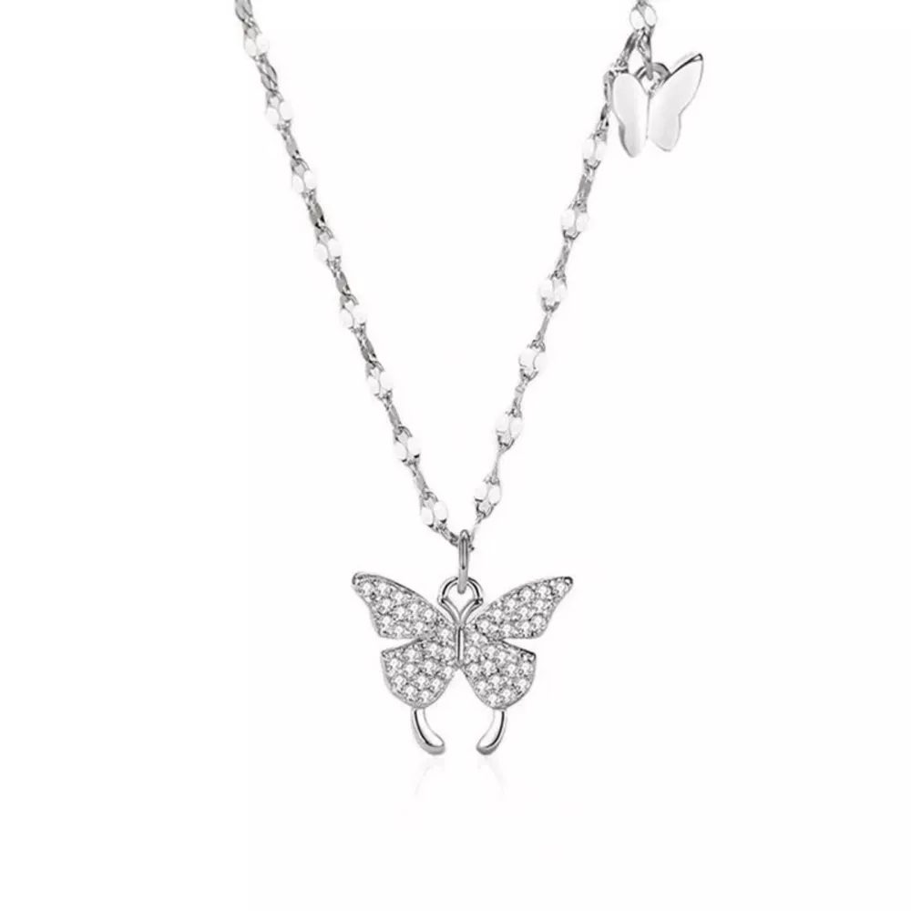 925 Sterling Silver Zircon Butterfly Necklace, image 5
