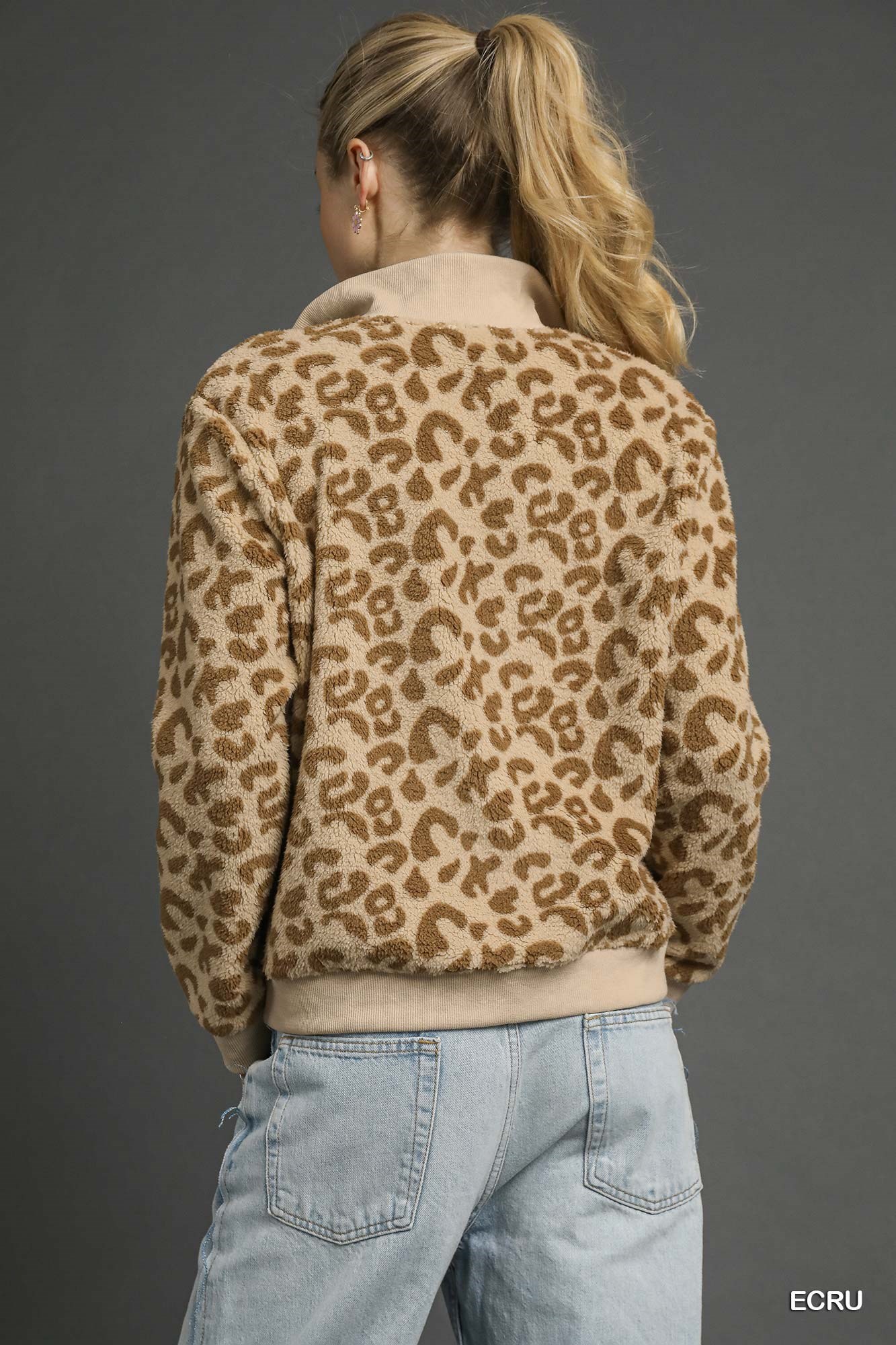Leopard Print Quarter-Zip Sweatshirt, image 3