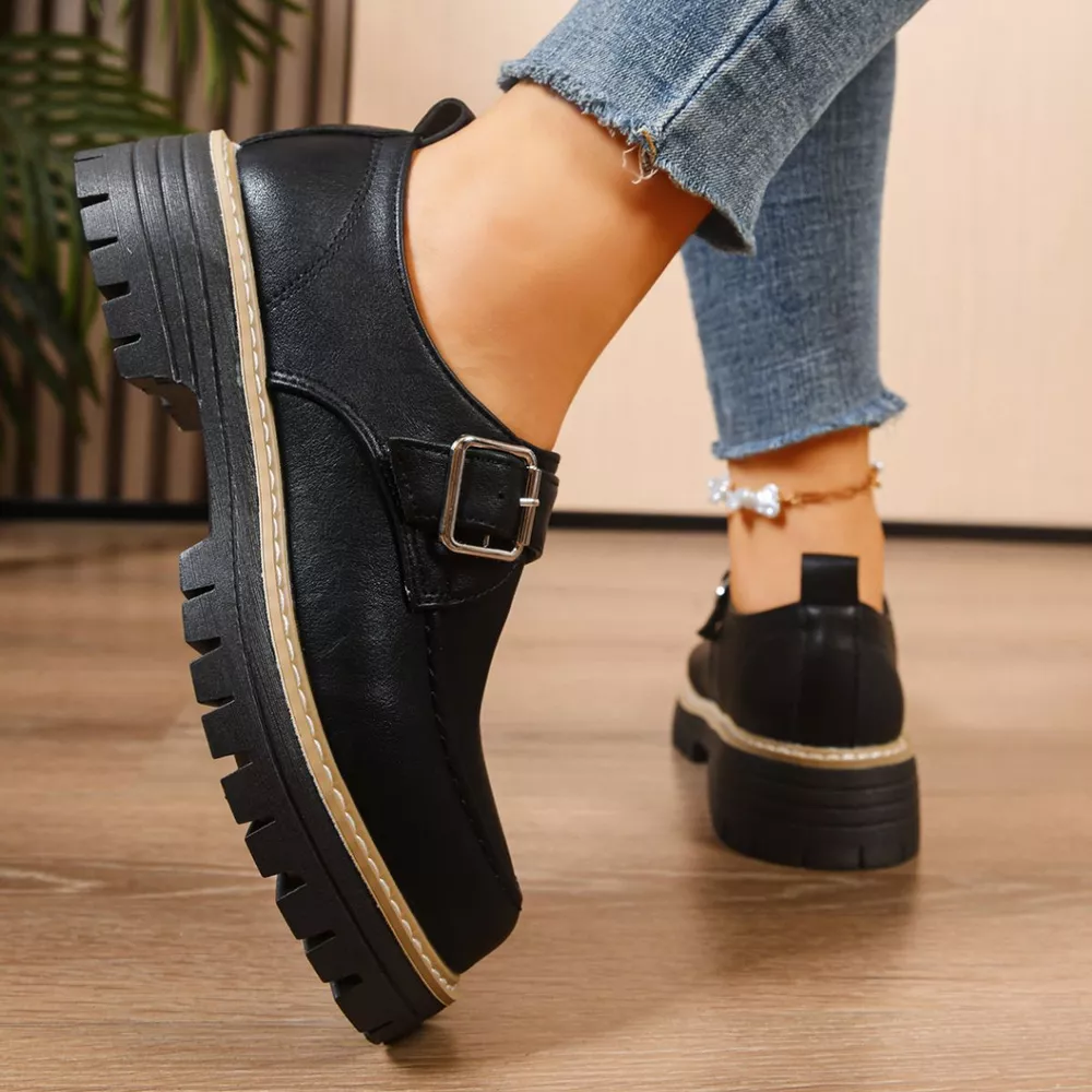 Round Toe Buckle Loafers, image 3