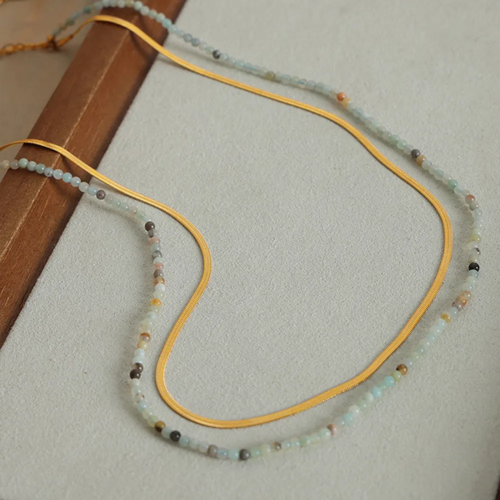 Beaded Titanium Steel Double-Layered Necklace, image 5