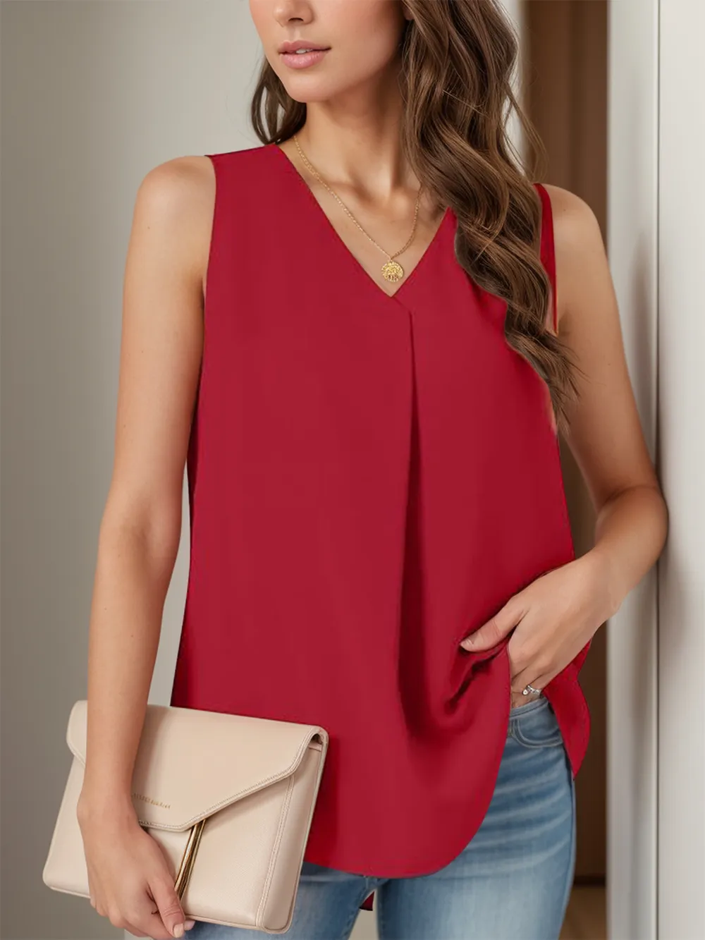 Full Size Ruched V-Neck Tank, image 13