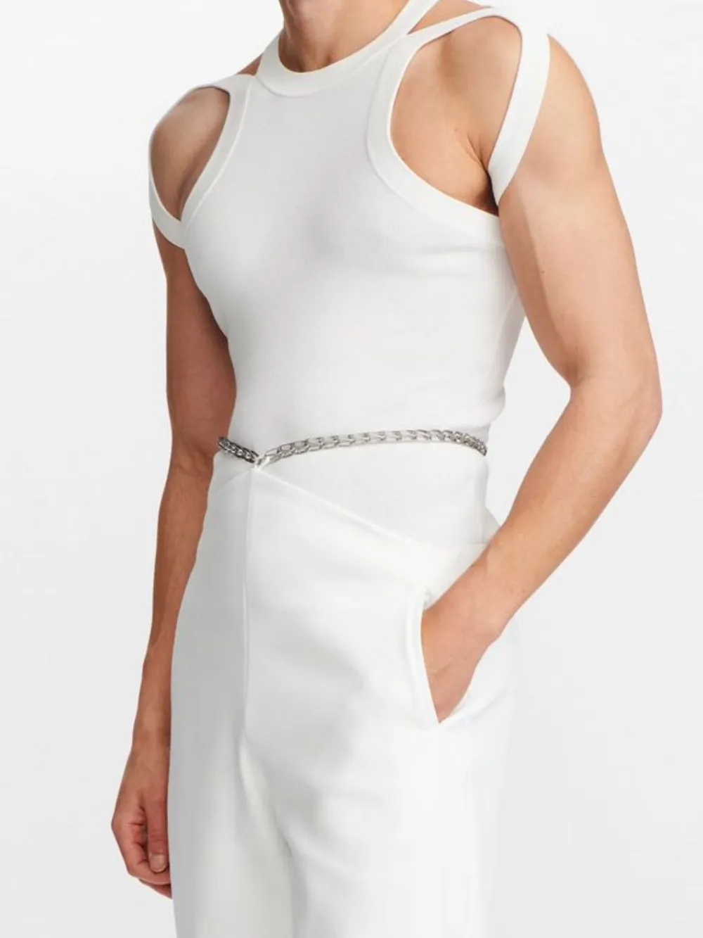 Men's Full Size Cutout Round Neck Tank Plus Size, image 3