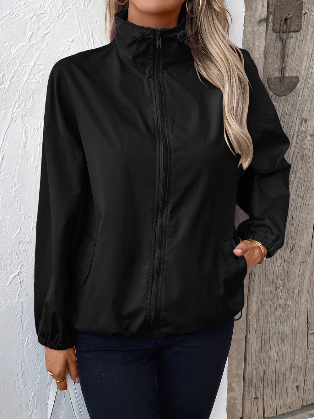 Pocketed Zip Up Long Sleeve Jacket, image 22