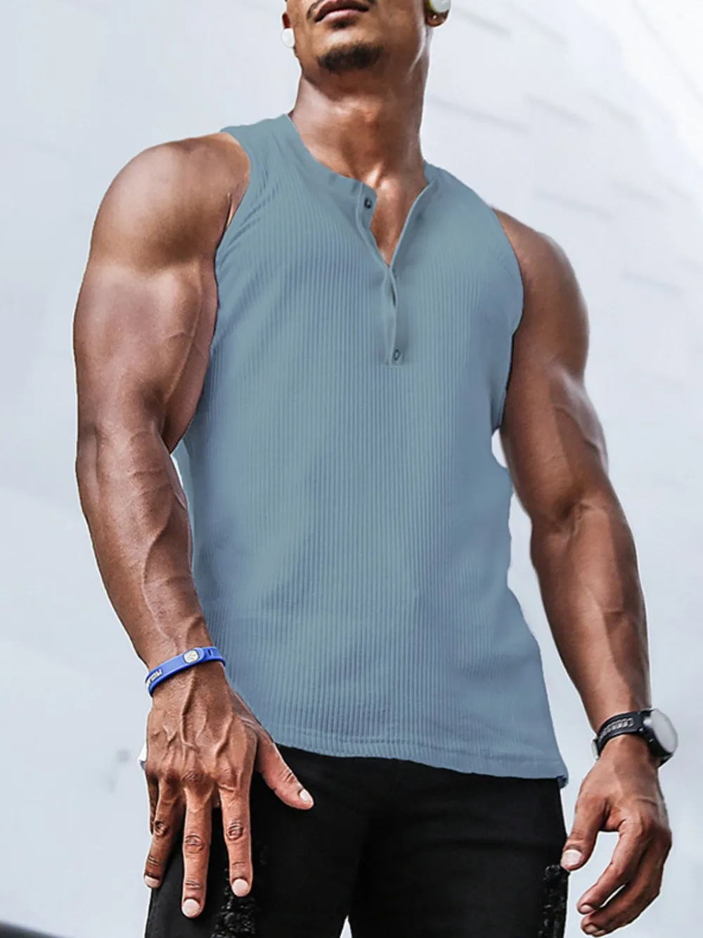 Men's Plus Size Ribbed Tank, image 5