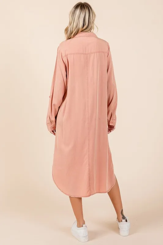 Button Down Long Sleeve Shirt Dress, image 4