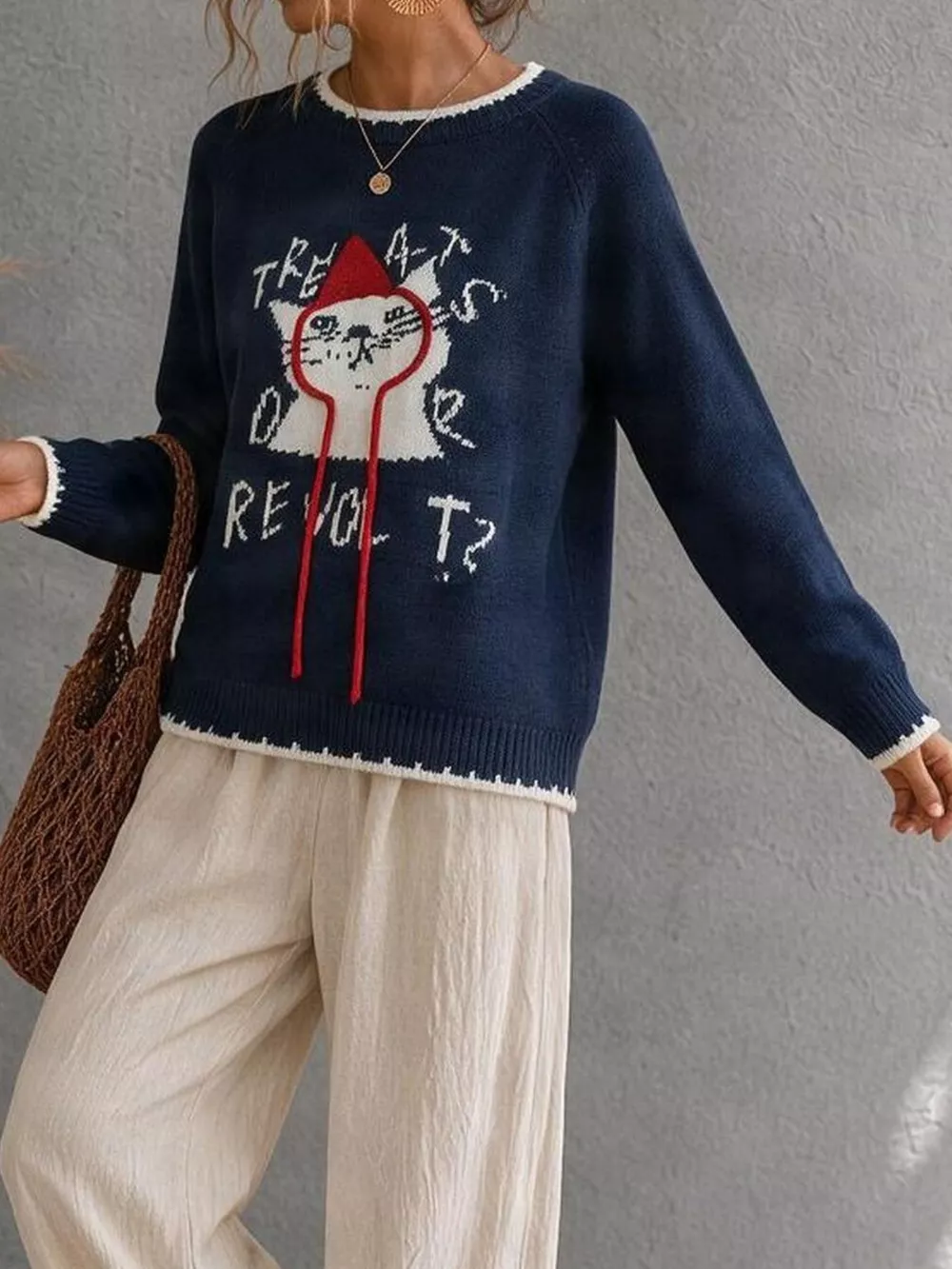Cat Raglan Sleeve Sweater, image 4
