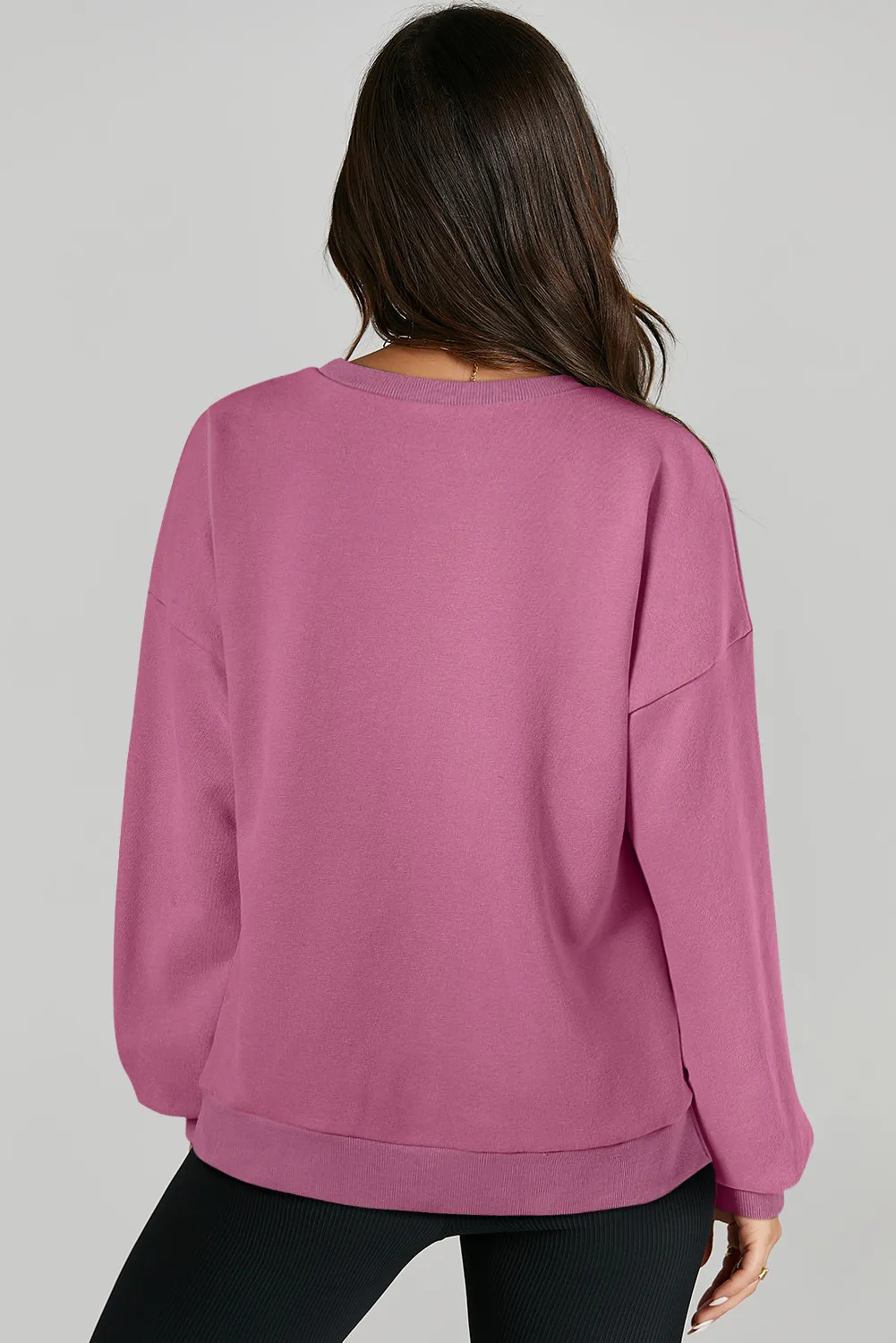 High-Low Round Neck Long Sleeve Sweatshirt, image 8