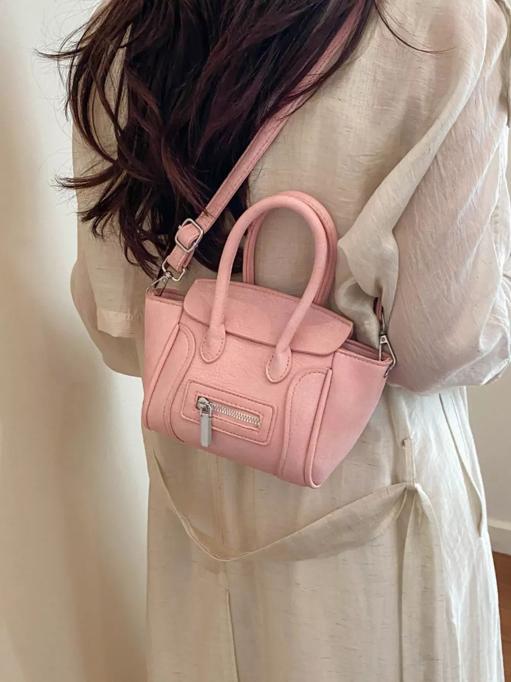 Top Handle PU Leather Crossbody Bag, image 2