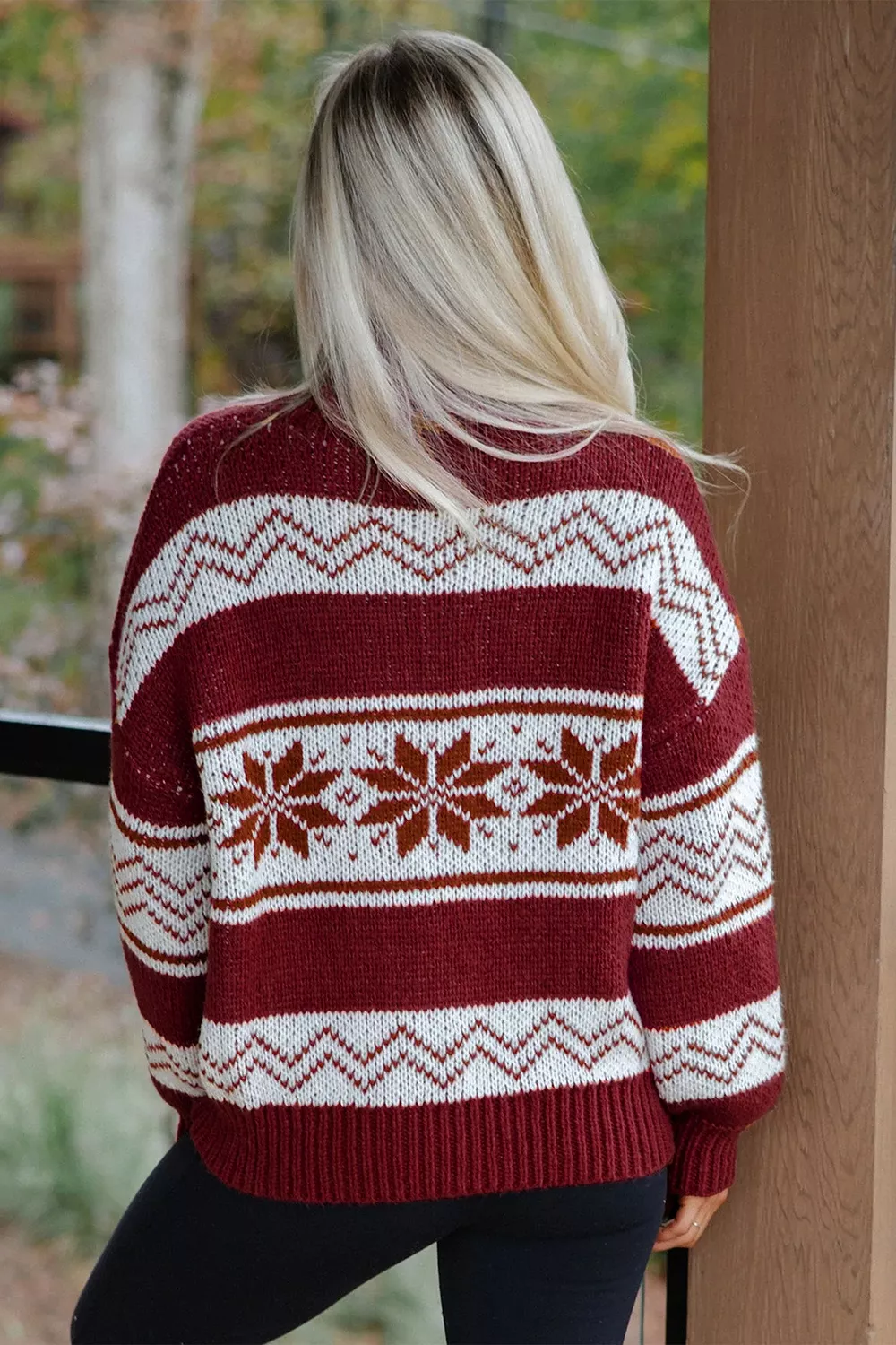 Geometric Pattern Zip-Up Knit Long Sleeve Regular Fit Cardigan, image 4