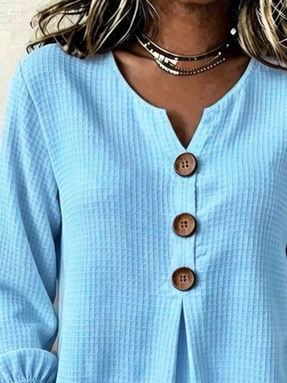 Full Size Waffle Knit Flounce Sleeve Blouse Plus Size, image 8