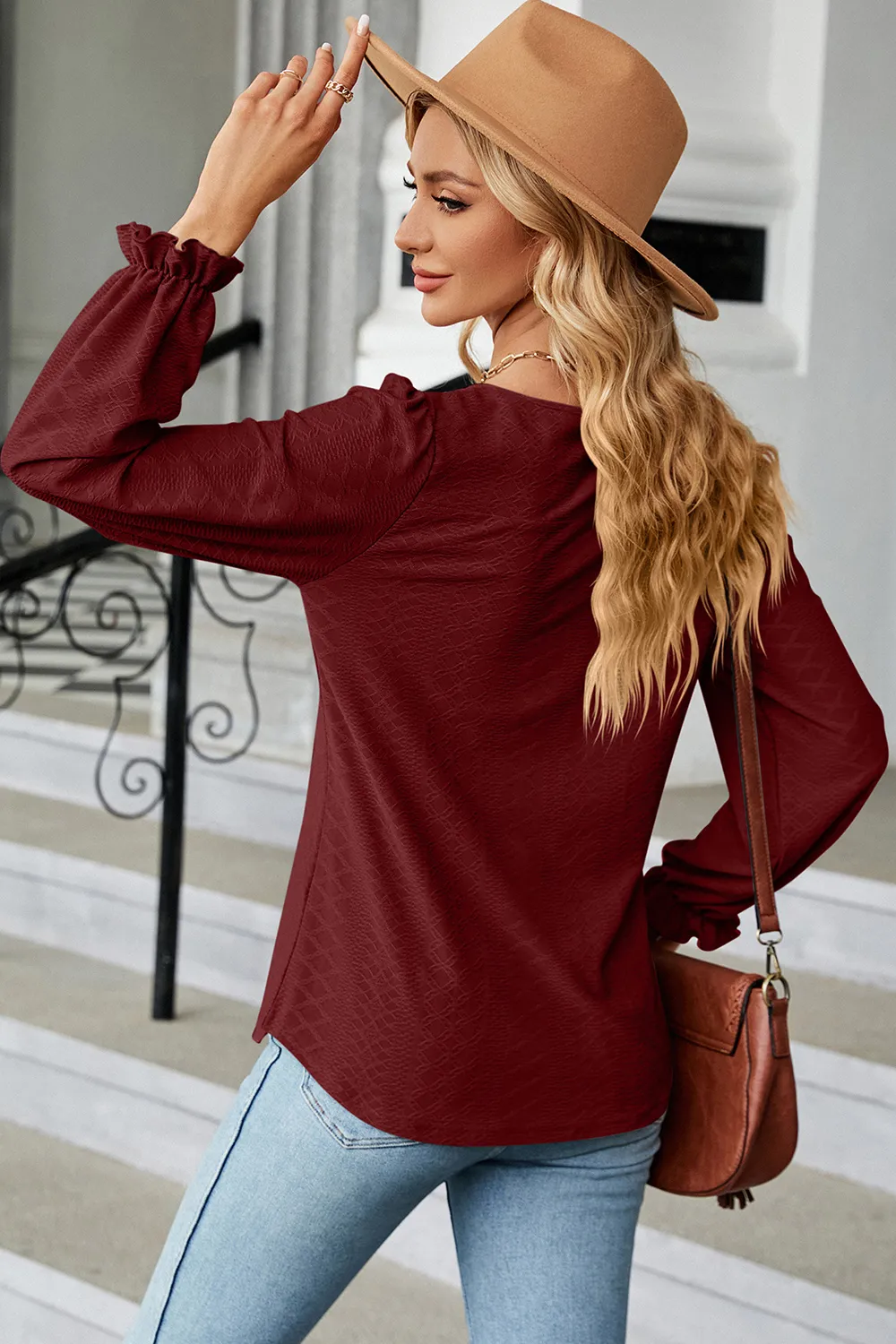 Round Neck Flounce Sleeve T-Shirt, image 7