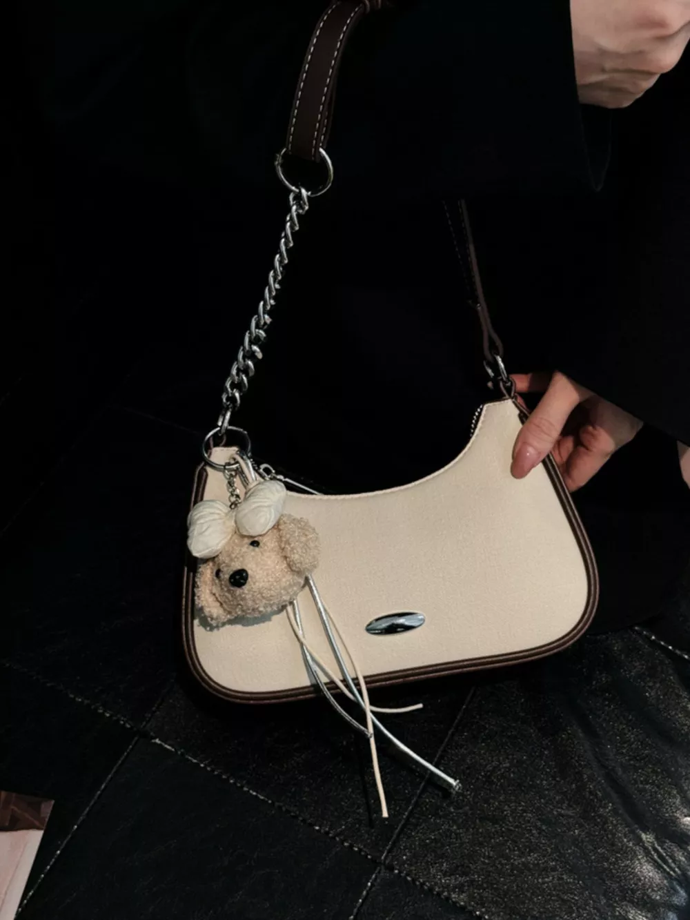 Contrast Trim Shoulder Bag, image 4