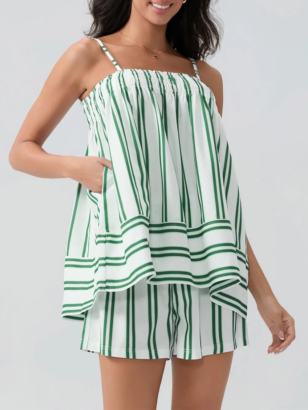 Smocked Square Neck Cami and Shorts Set, image 4