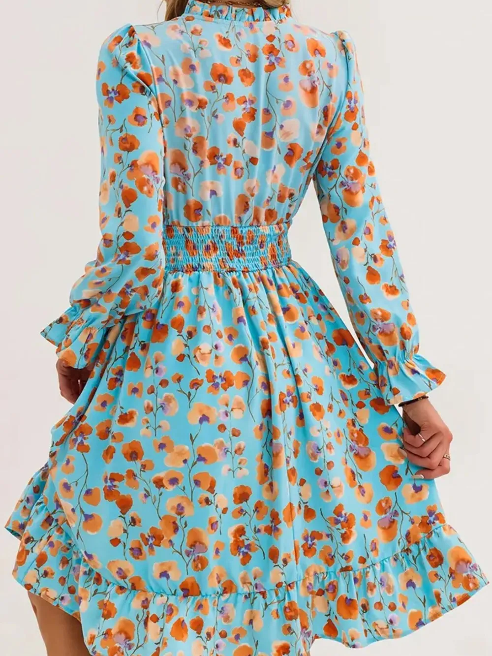 Floral Print Flounce Sleeve Ruffle Hem Dress, image 7