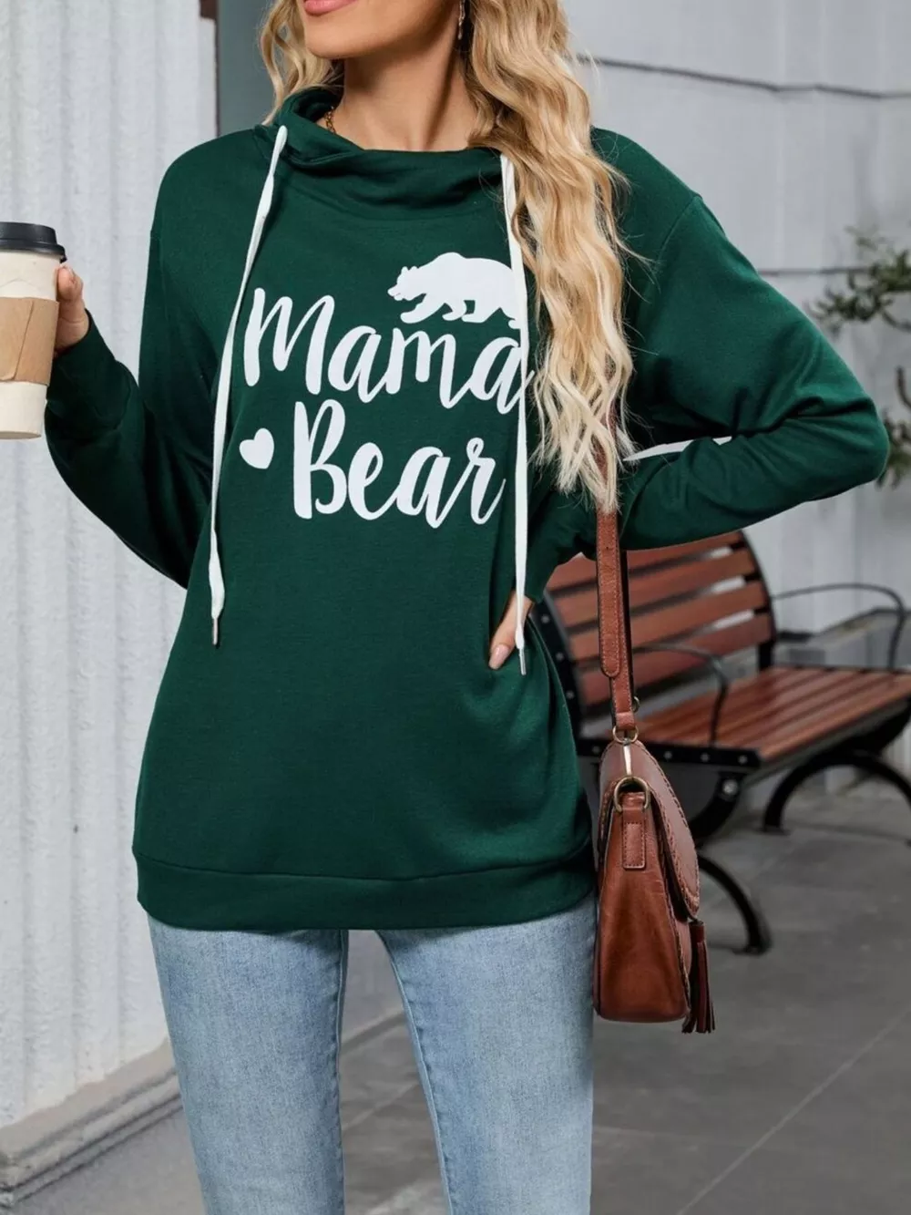 Contrast Letter Graphic Drawstring Long Sleeve Hoodie, image 11