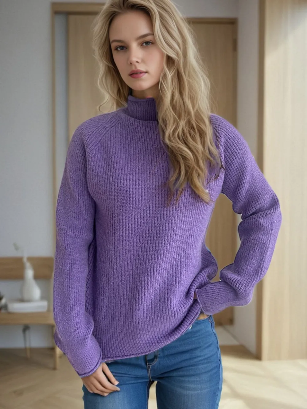 Turtleneck Long Sleeve Sweater, image 4