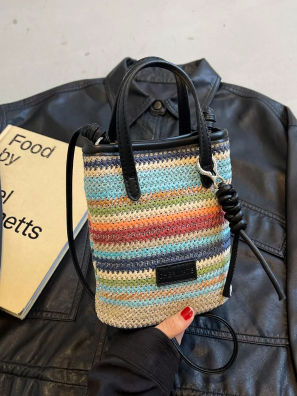 Striped Woven Mini Crossbody Bag, image 3