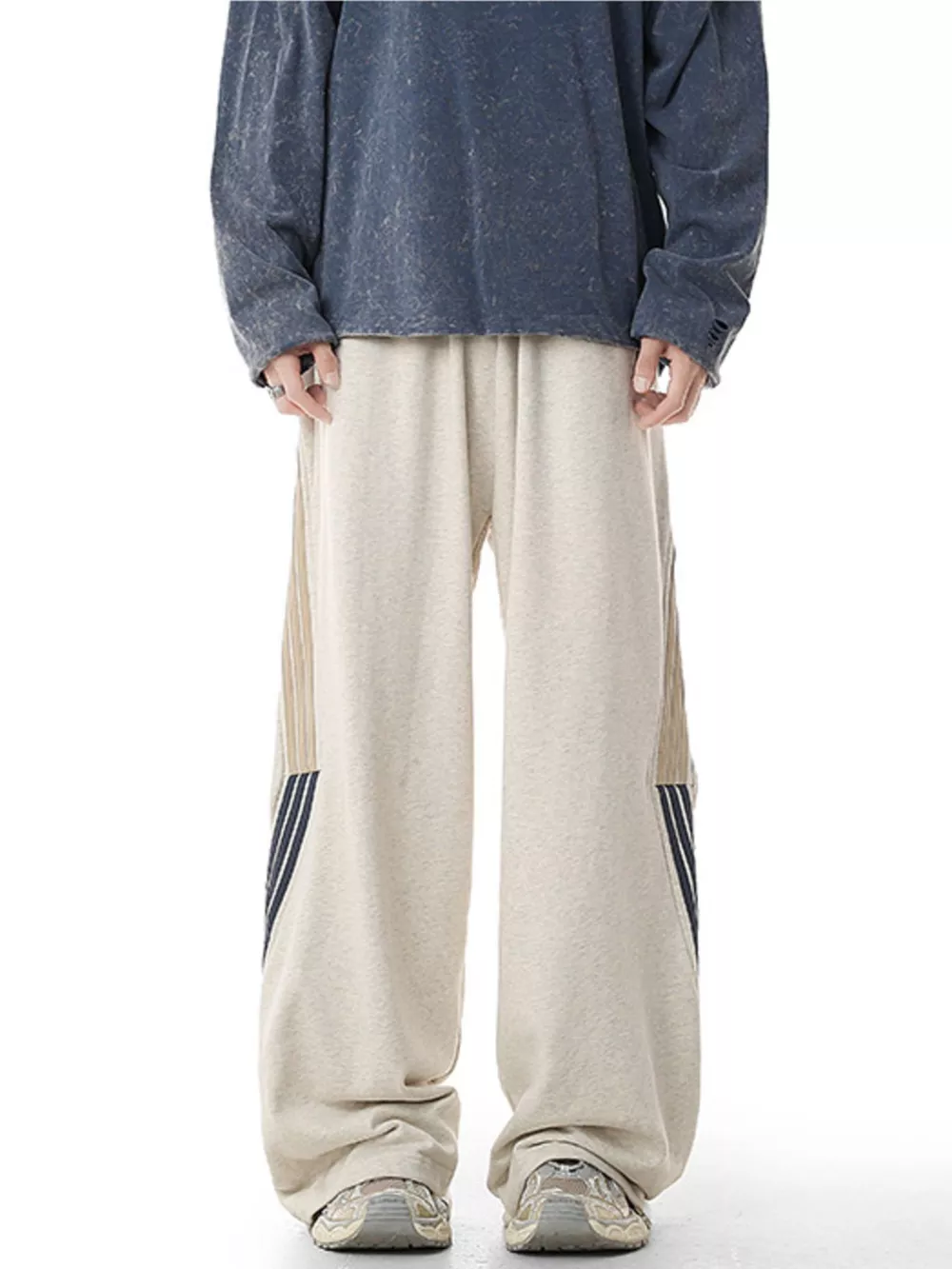 Men's Plus Size Side Striped Relaxed Fit Casual Pants, image 2