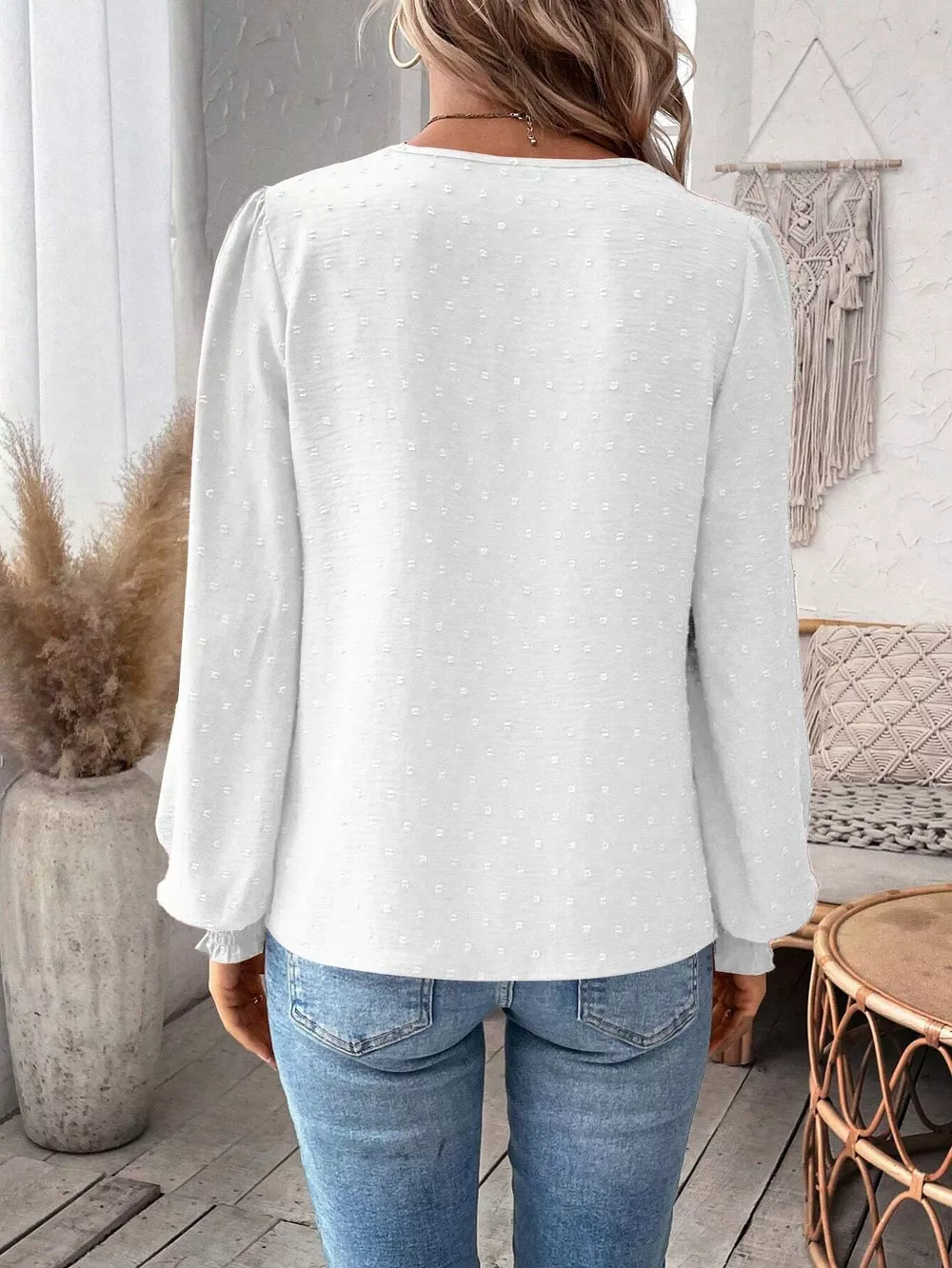 Lace Trim Long Sleeve Blouse, image 7