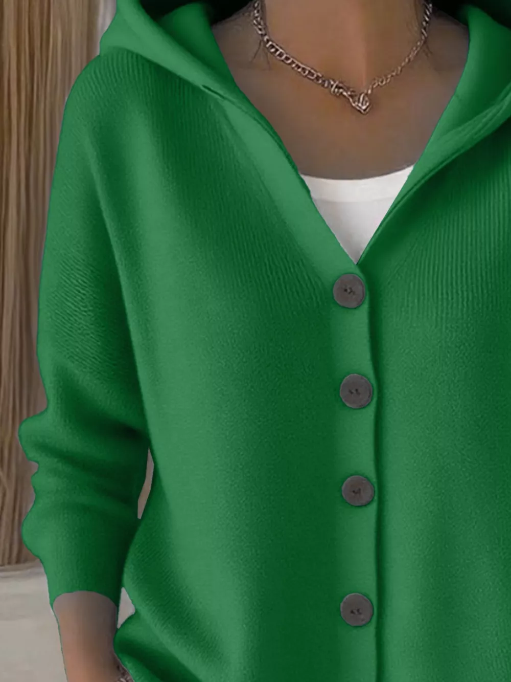 Full Size Hooded Button-Down Knit Cardigan Plus Size, image 3