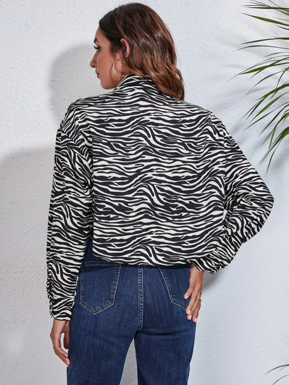 Button Down Printed Cropped Jacket, image 7