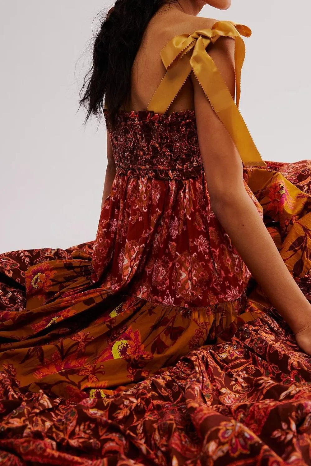 Floral Tiered Maxi Dress with Mixed Print Design, image 9