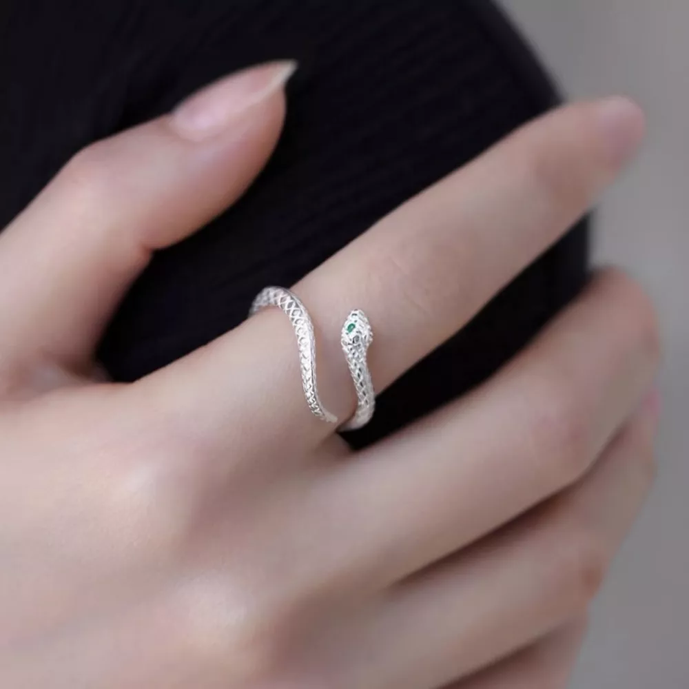 925 Sterling Silver Snake Bypass Ring, image 2