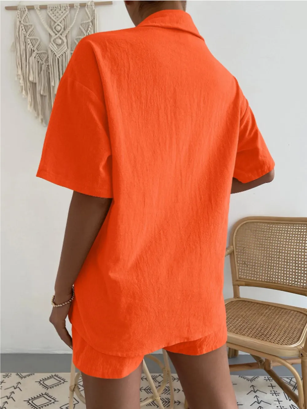Button Up Short Sleeve Shirt and Shorts Set, image 7