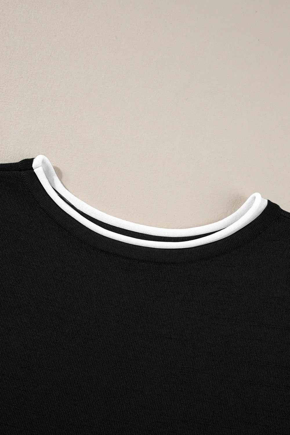 Contrast Trim Round Neck Top and Pants Set, image 6